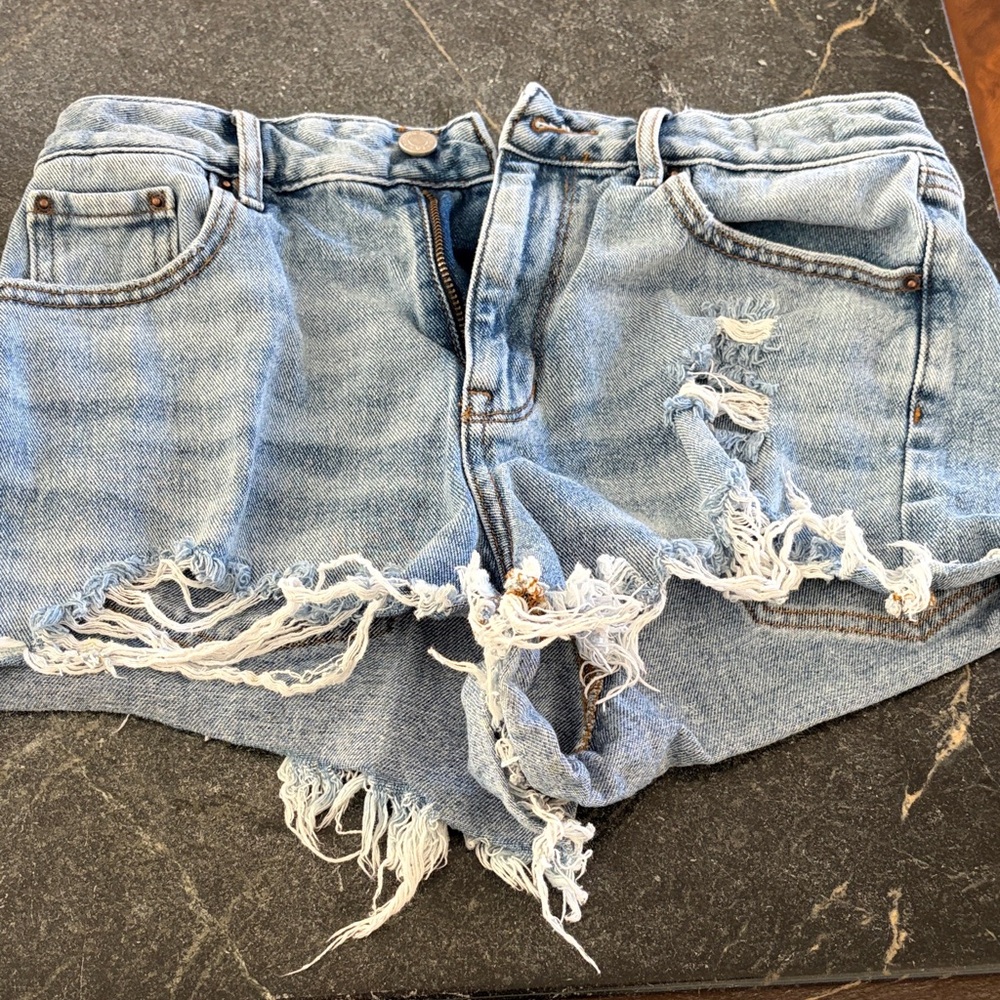 pacsun Distressed Light Blue Denim Shorts